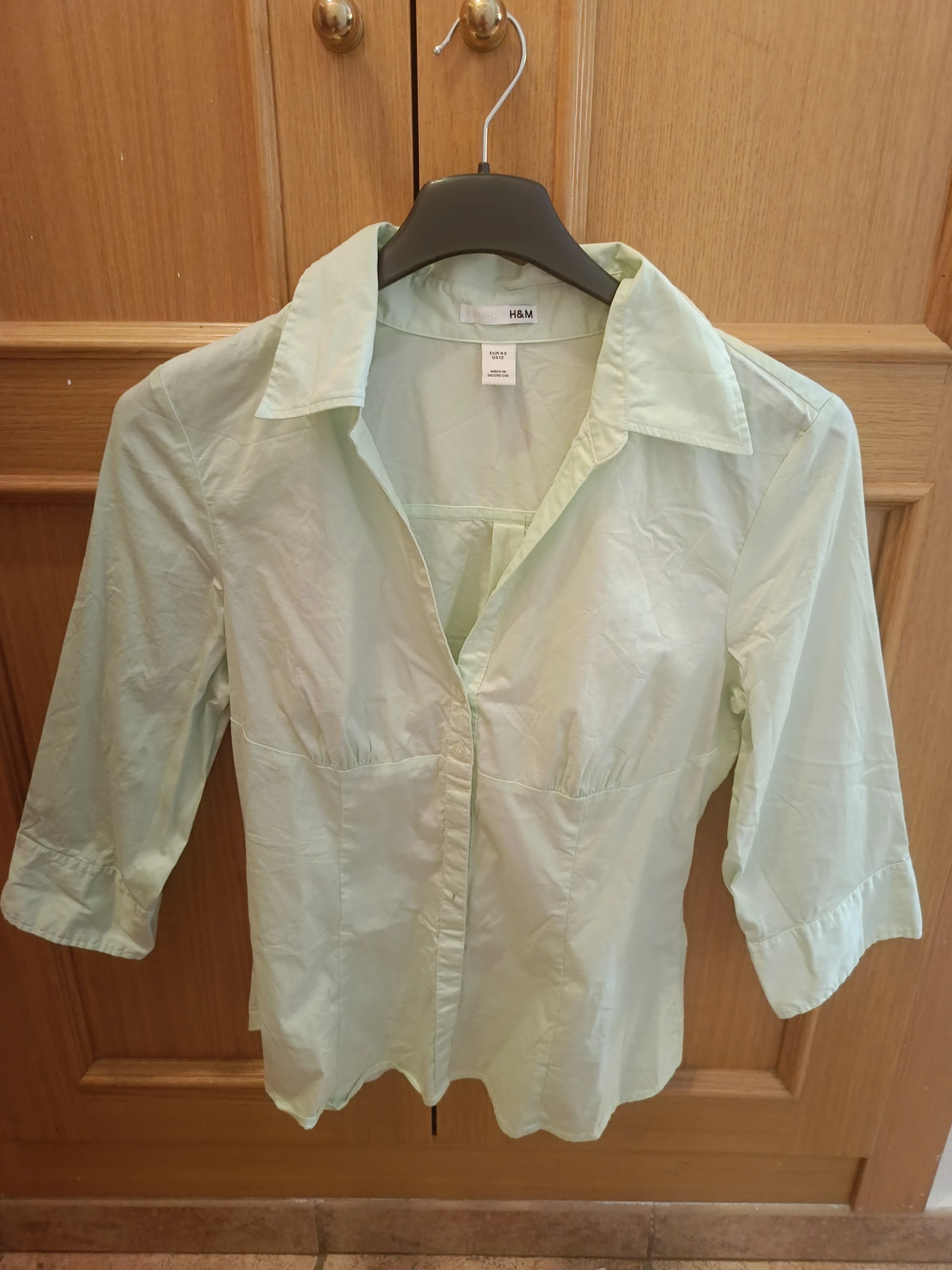 Camisa fresca algodón mangas 3/4 mujer talla 42 XL de H&M Nueva
